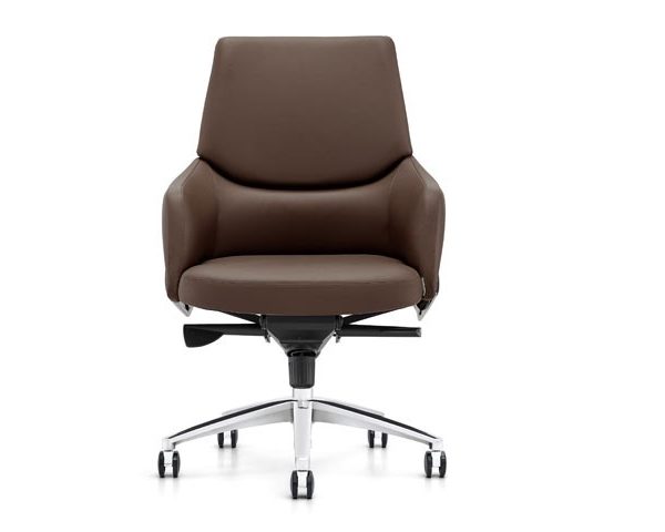 FAUTEUIL DOSSIER BAS PU YS1523B C54 MARRON PIED CHROME