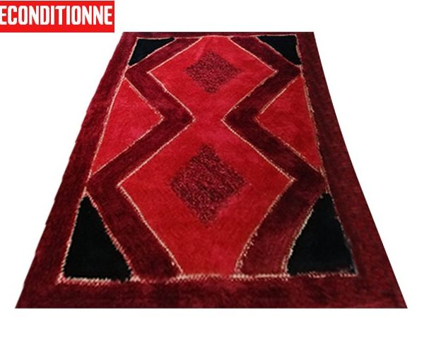 MOQUETTE MM DE LUXE REF ML 160*230 ROUGE NOIR RECONDITIONNE