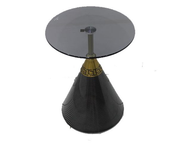 TABLE DE COIN EN VERRE REF 705A 45*45*48.5 COULEUR NOIRE/DOREE