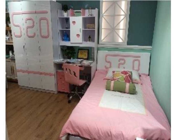 CHAMBRE A COUCHER ENFANT COMPLETE 120X190 REF 886 ROSE/BLANCHE