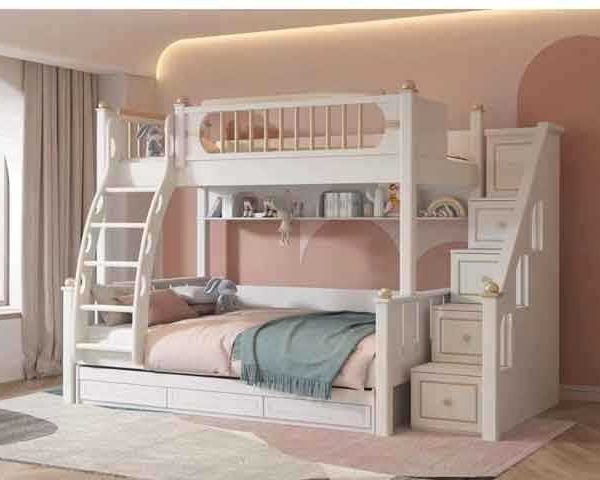 CHAMBRE A COUCHER ENFANT REF 1068 SUPERPOSEE 190X50X11,5 BLANC /DOREE