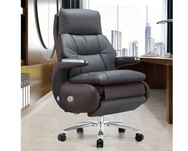 FAUTEUIL PRESIDENT ELECTRIC MASSAGE CUIR A022 MARRON FONCE-2523