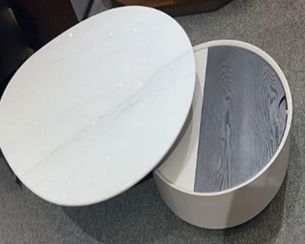 TABLE BASSE EN MARBLE REF 928# 880-1250X80X36 COULEUR GRIS BLANC/NOIR