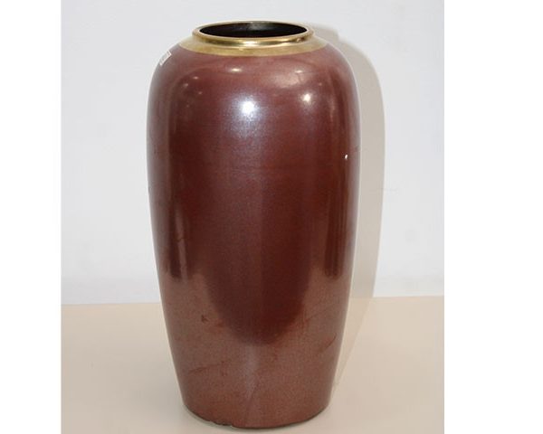 VASE DE DECORATION REF 513 17X17X33 COULEUR MARRON DORE MM