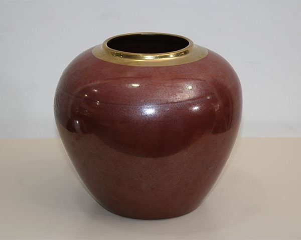VASE DE DECORATION REF 513 22X22X20 COULEUR MARRON DORE PM