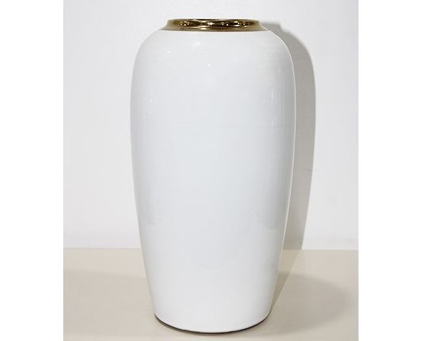 VASE DE DECORATION REF 513 17X17XH33 COULEUR BLANC DORE MM
