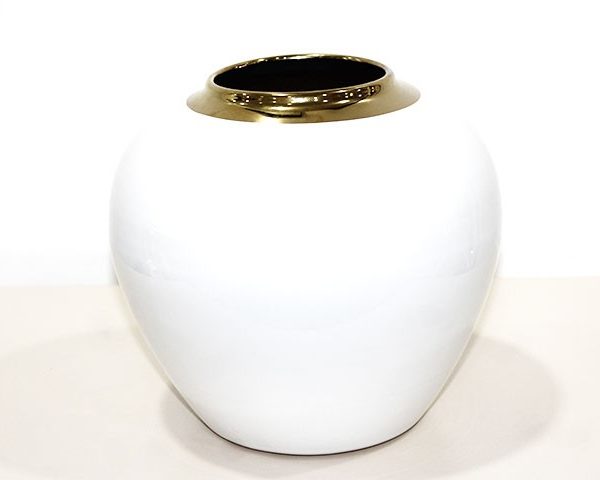 VASE DE DECORATION REF 513 22X22XH20 COULEUR BLANC DORE PM