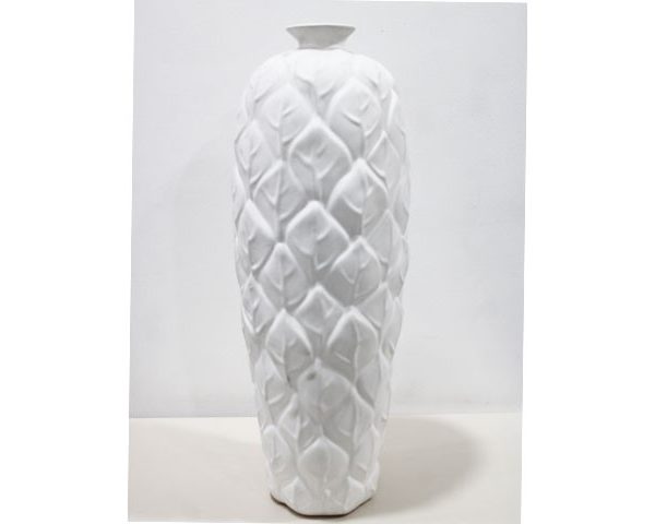 VASE DE DECORATION REF CV32-2 18X18X50 COULEUR BLANC