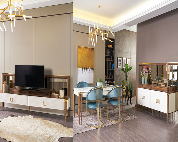 MEUBLE TV PARIS 210*44*180+TABLE A MANGER 6 PLACES+BUFFET