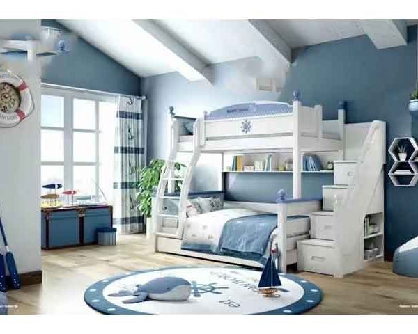 CHAMBRE A COUCHER ENFANT REF 5202 SUPERPOSEE 140X34X12 BLEU/BLANCHE Z