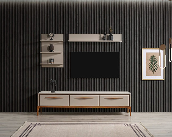 TABLE TV KUMSAL COULEUR GRIS/MARRON 190X52X41