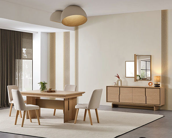TABLE A MANGER 6 PLCES ROTA COULEUR BEIGE /MARRON 190X80X90