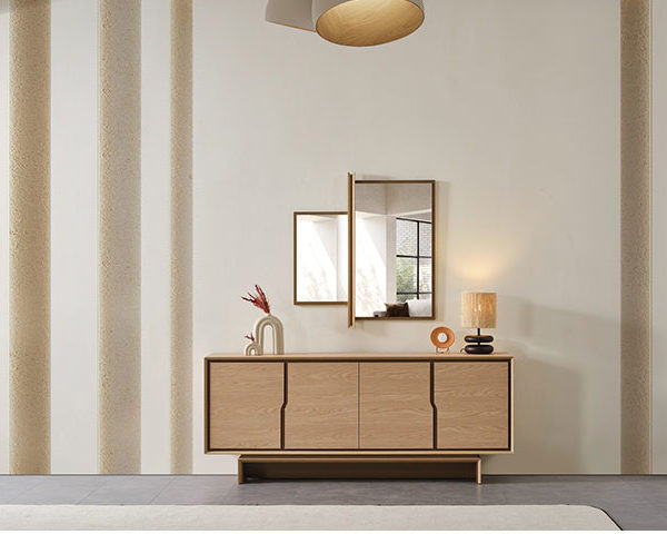 CONSOLE +MIRROIR ROTA COULEUR BEIGE/ MARRON 200X82X45