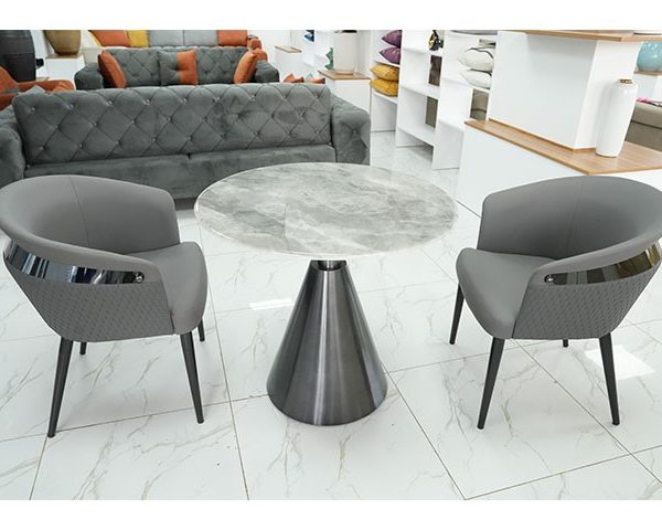 TABLE TETE A TETE EN MARBRE 2 PLACES RONDE QTZ-003 80x80 NOIR