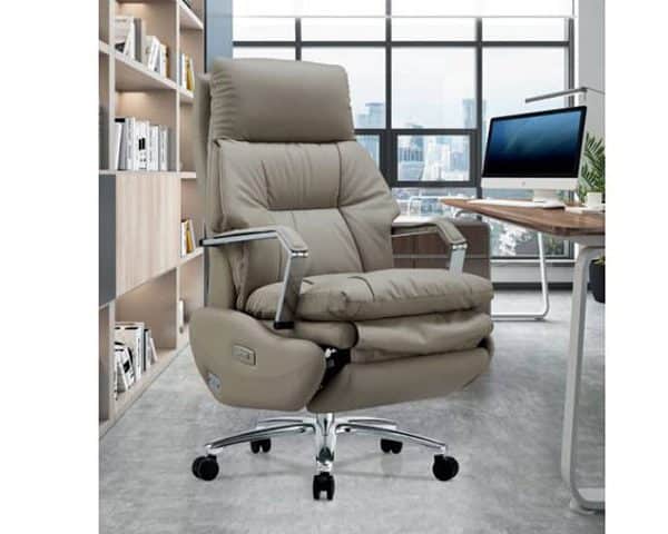 FAUTEUIL PRESIDENT ELECTRIC MASSAGE CUIR H-A021 MARRON CLAIR-2510