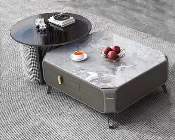 TABLE BASSE REF A10 COULEUER GRIS/BLANC 75*75+70*70