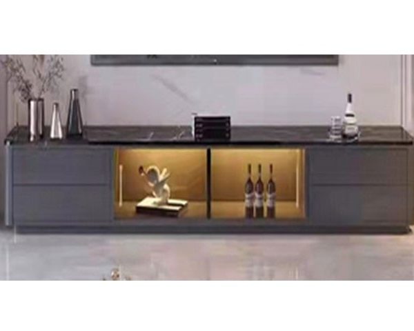 MEUBLE TV REF T2202 2000*400 COUILEUER GRIS/NOIR