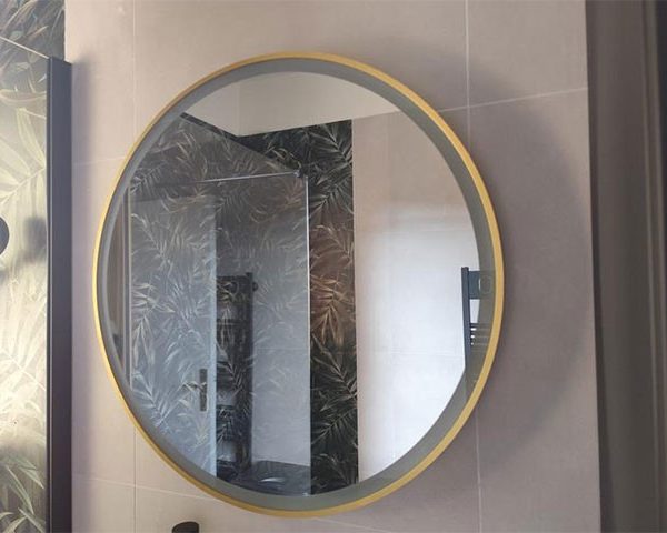 MIRROIR LED REF LS80 ROND COULEUR BLANC/DOREE