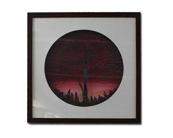 TABLEAU D'ART 60*60 MARRON BLANC ROUGE BORDEAU