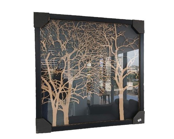 TABLEAU D'ART 60*60 NOIR DOREE