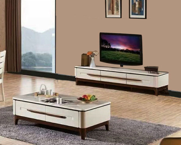 TABLE TELEVISEUR T1194-3315+TABLE BASSE A1194-3315 MARBRE MARR/BEIG Z