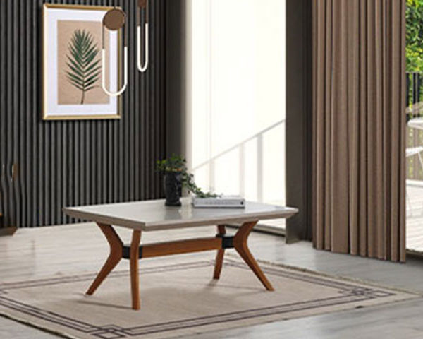 TABLE BASSE KUMSAL  COULEUR GRIS/MARRON 103X68X34