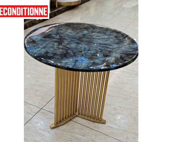 TABLE DE COIN EN MARBRE TT210 60X60 DOREE RECOND