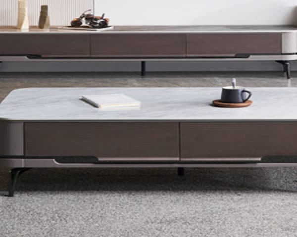 TABLE TV REF 2208+TABLE BASSE REF 2208 BEIG/NOIR/BLAN 200X40/130X70