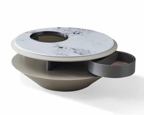 TABLE BASSE REF 7021 GRIS/BLANC/NOIR 90X90