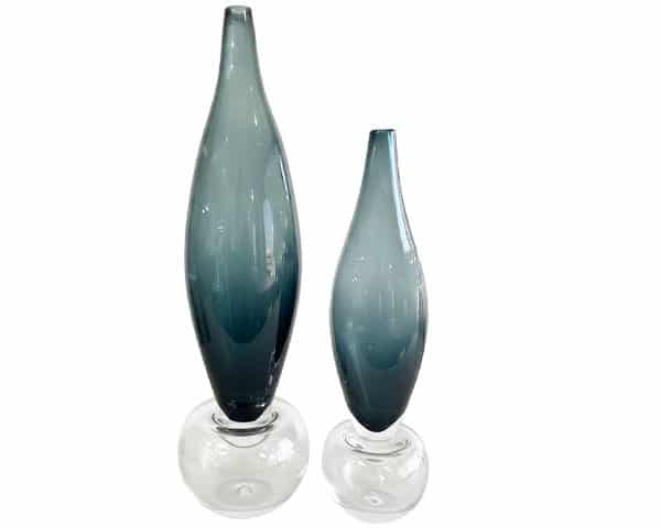 VASE DE DECORATION SET DE 2 PCS REF 22 COULEUR BLEU/ARGENTE Z
