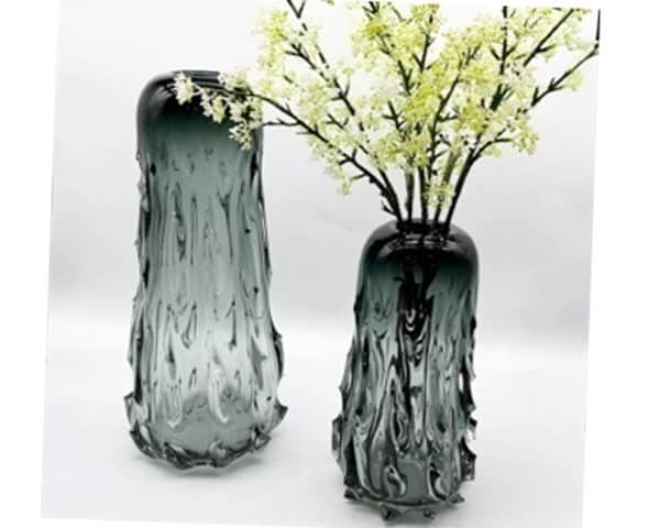 VASE DE DECORATION SET DE 2 PCS REF 20 COULEUR ARGENTE/NOIR Z