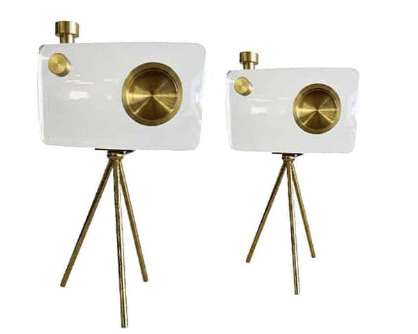 VASE DE DECORATION SET DE 2 PCS REF 6020A 6020B COULEUR DORE/ BLANC Z
