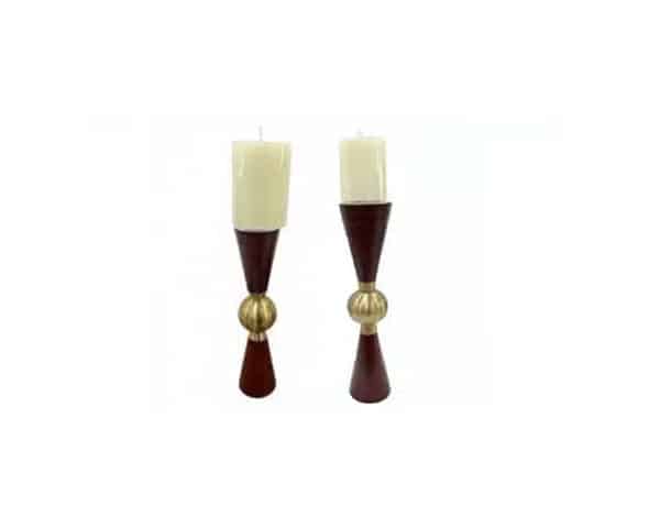 VASE DE DECORATION SET DE 2 PCS REF 6023A 6023B COULEUR MARRON/DORE Z