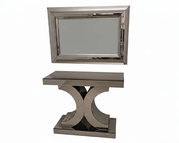 CONSOLE EN VERRE+MIRROIR ALFA 120059 BRONZE 115x74x4