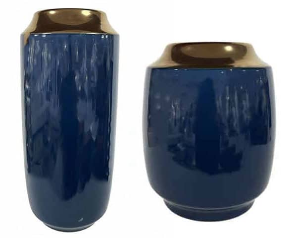 VASE DE DECORATION SET DE 2 PCS 3063 3066 COULEUR BLUE/DORE