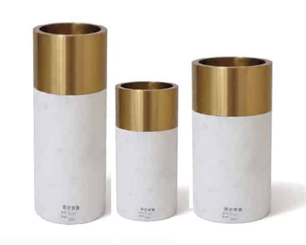 VASE DE DECORATION SET DE 3 PCS T-1623/1624/1625 COULEUR BLANC/DORE